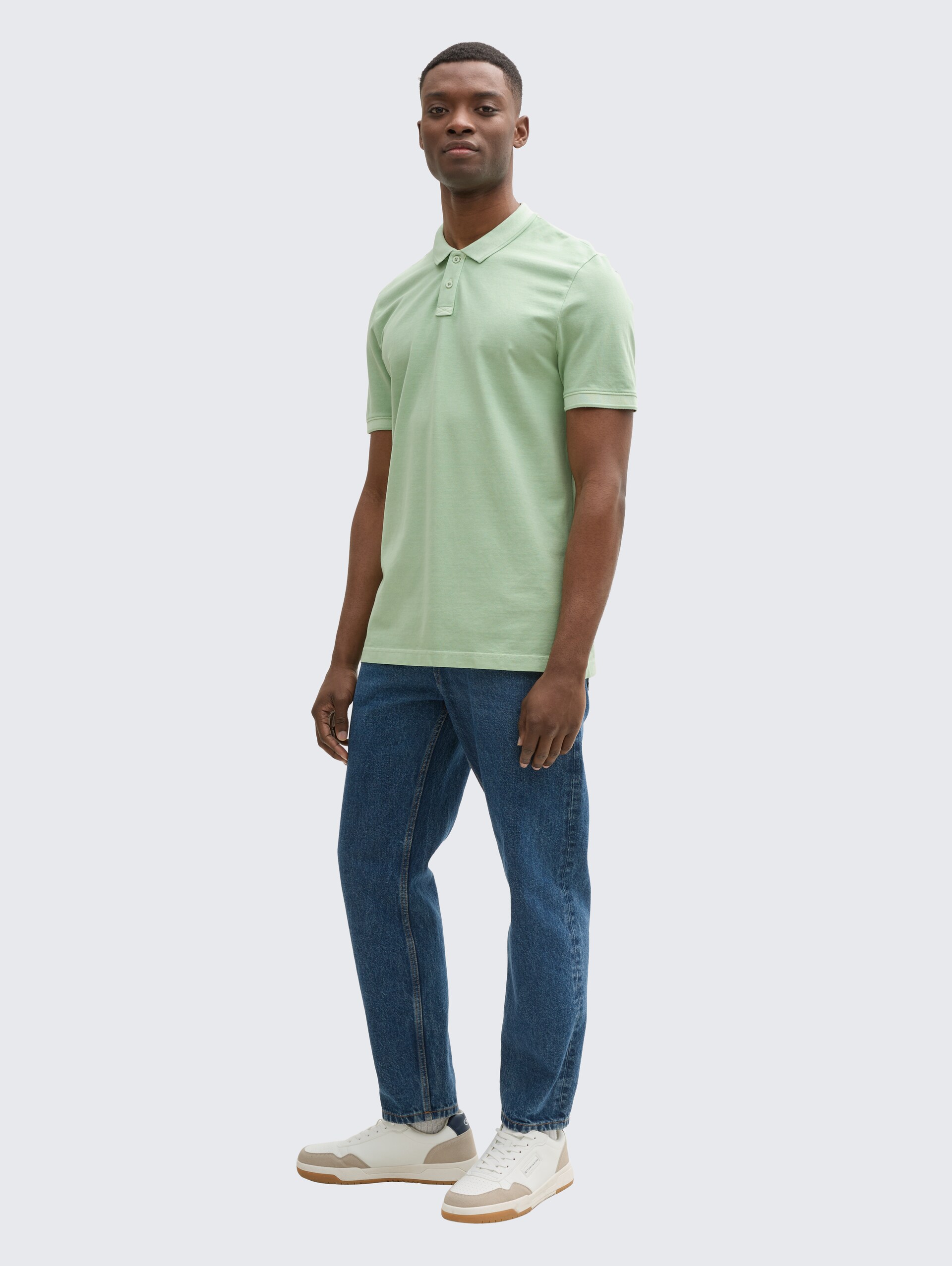 Piqué Poloshirt im Washed Look - Fresh Mint Green