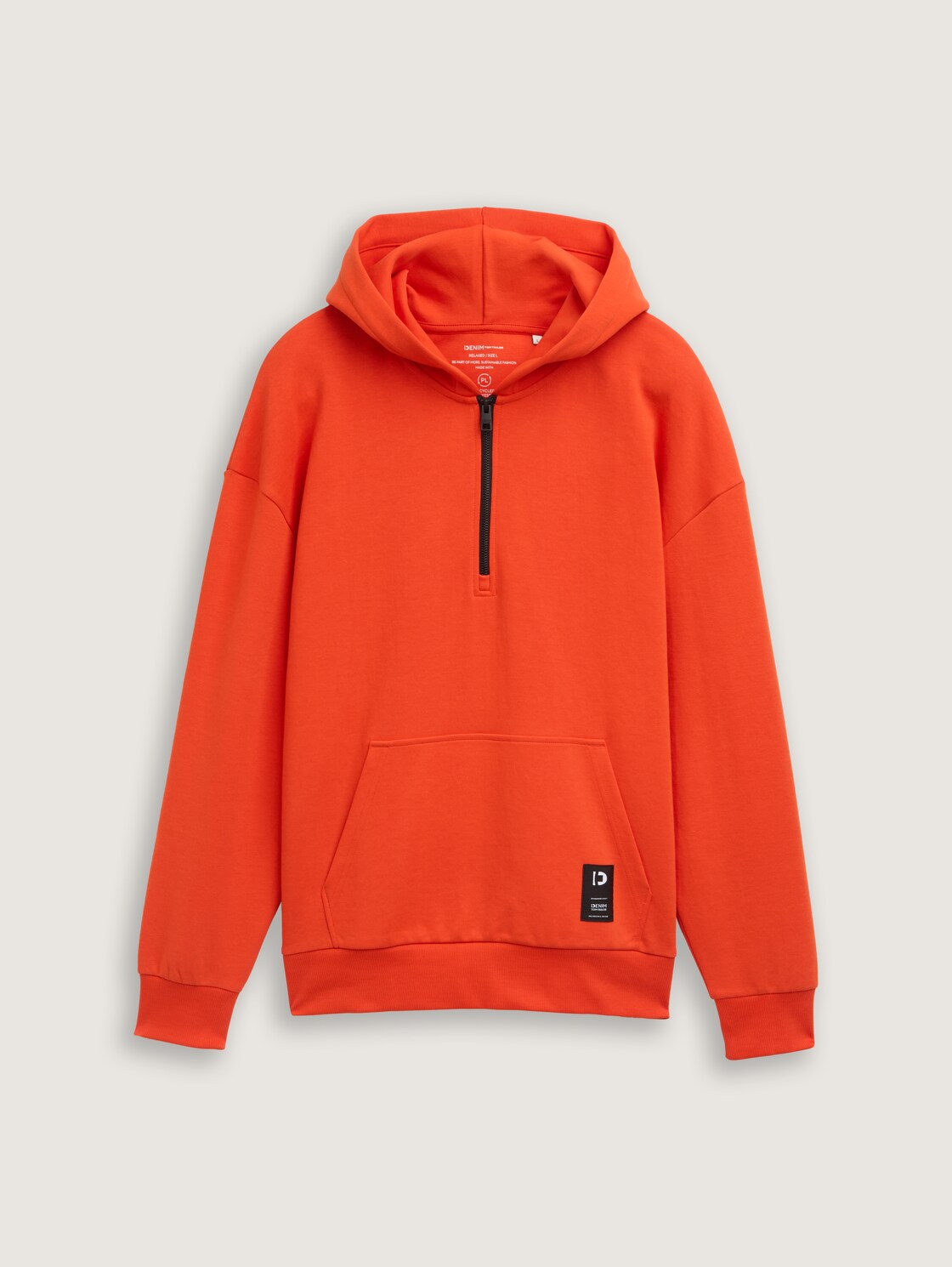 Relaxed Fit Hoodie Sweatshirt mit Reißverschluss - deep fiery orange - Vorder-Produkt-Ansicht