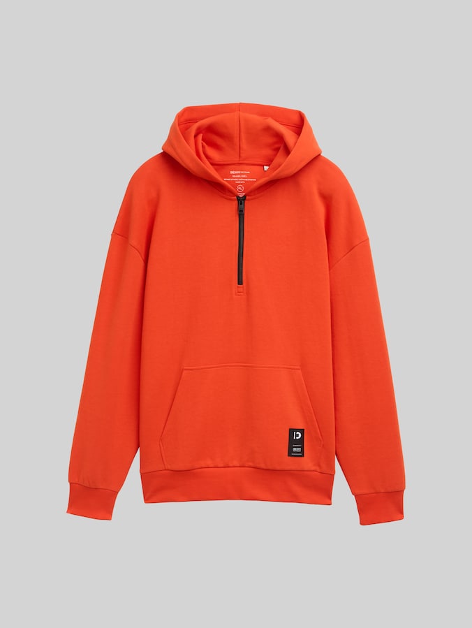 Relaxed Fit Hoodie Sweatshirt mit Reißverschluss von Denim Male, deep fiery orange