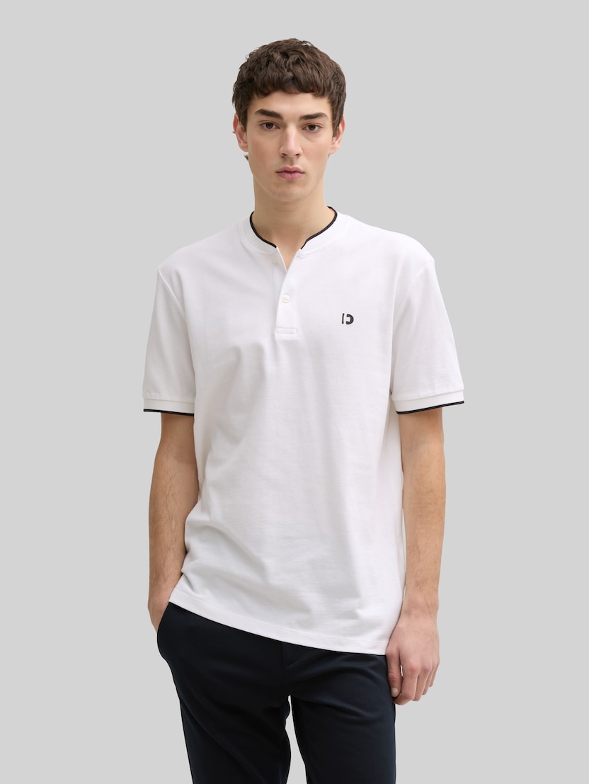 Polo met bomberkraag door Denim Male, White