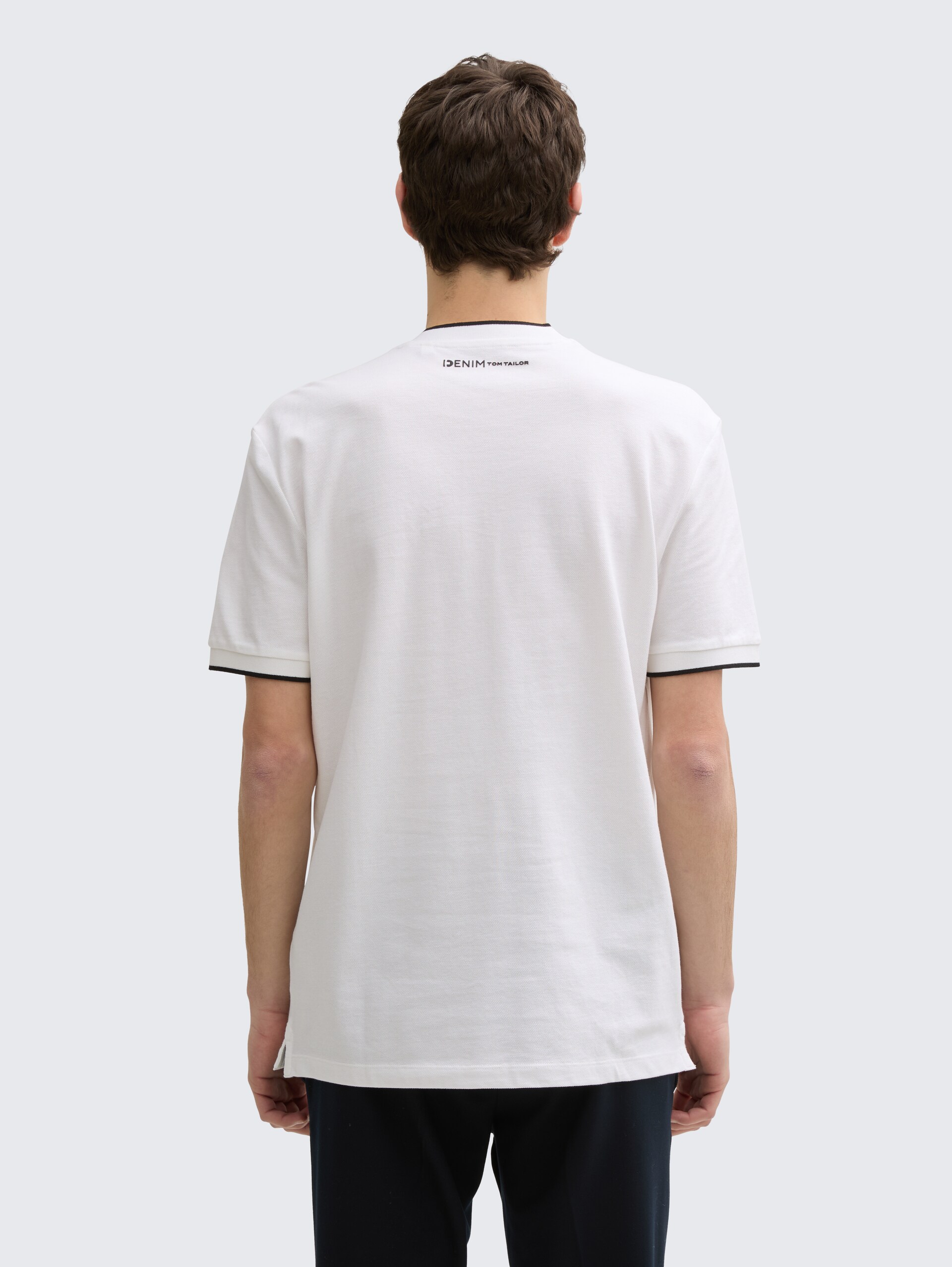 Poloshirt mit Bomberkragen - White