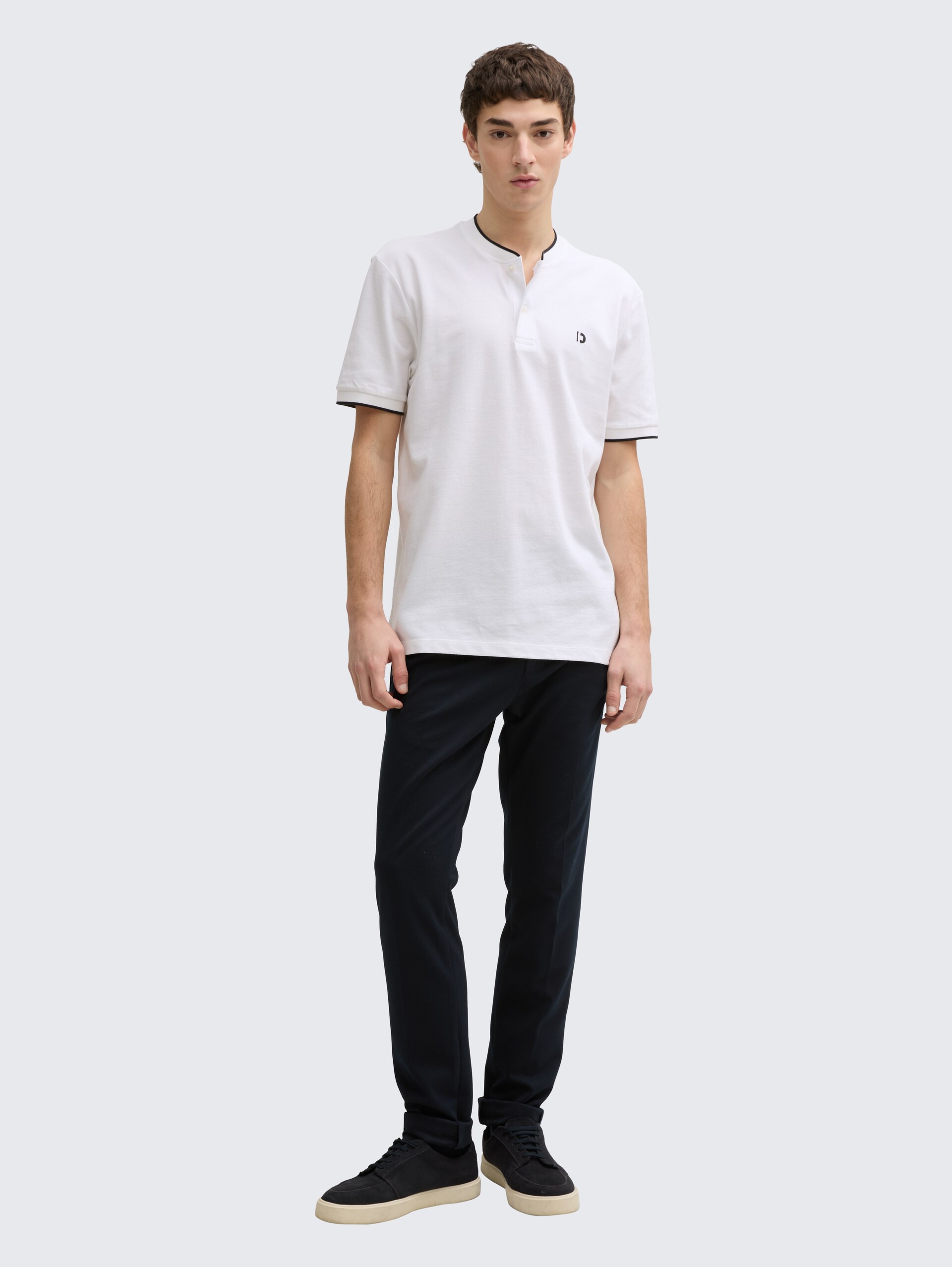 Poloshirt mit Bomberkragen - White