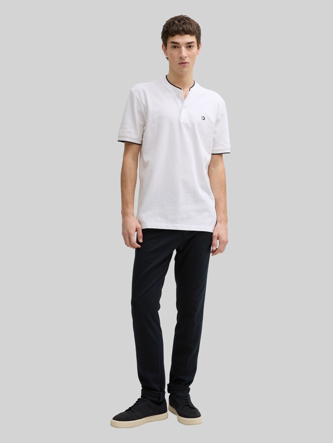 Poloshirt mit Bomberkragen von Denim Male, White