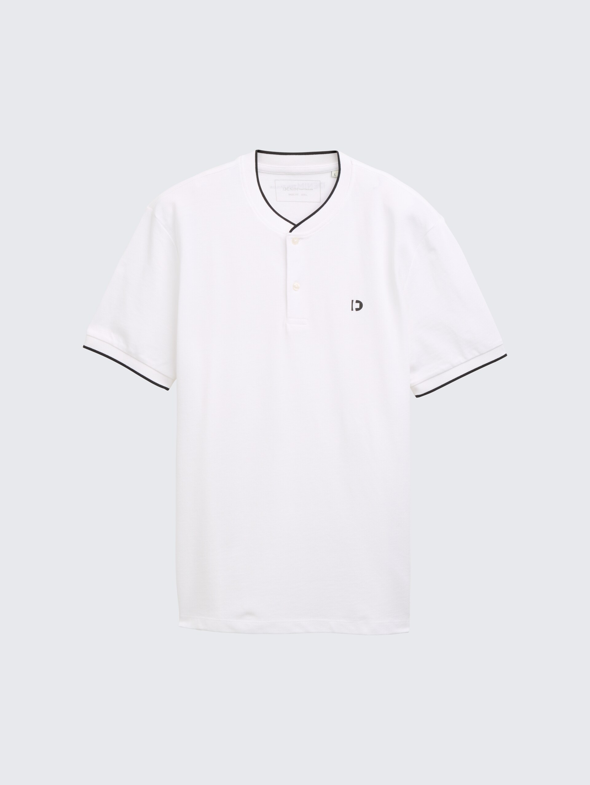 Poloshirt mit Bomberkragen - White