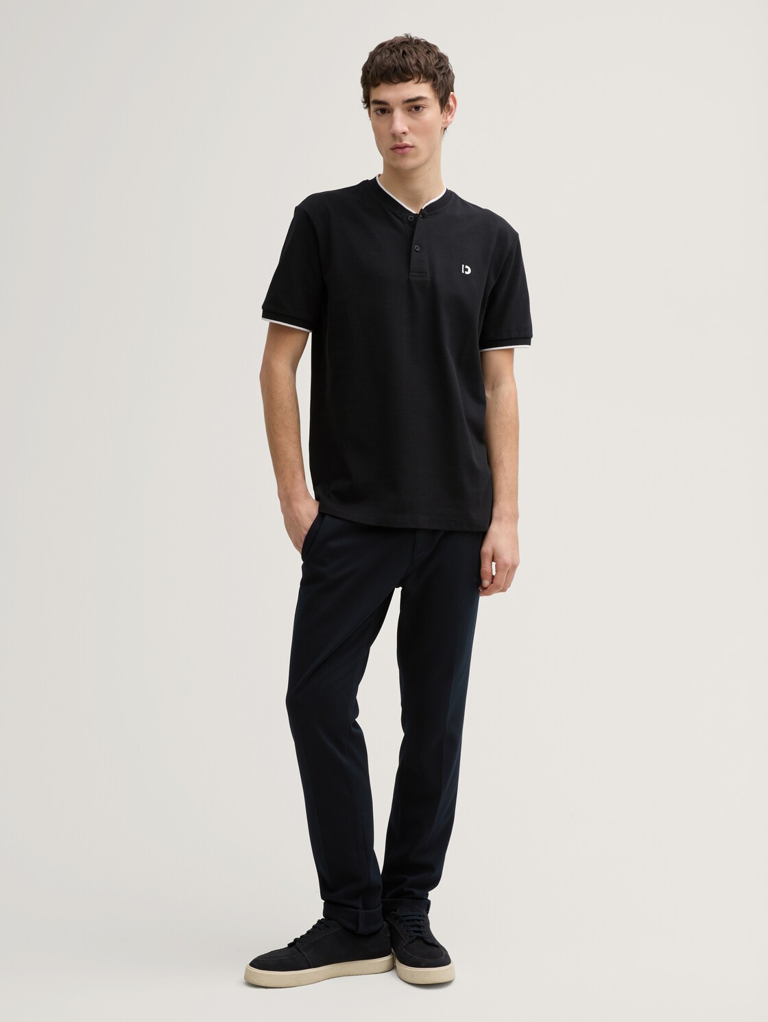 Poloshirt mit Bomberkragen - Black