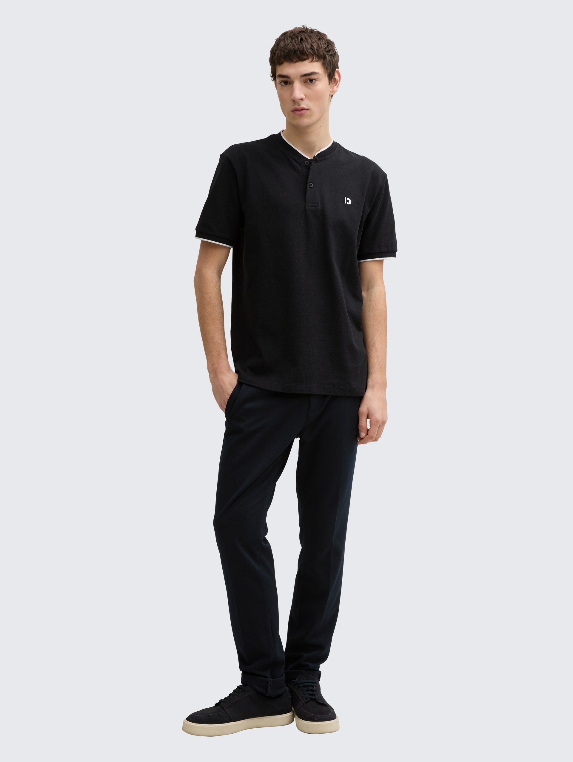 Poloshirt mit Bomberkragen - Black