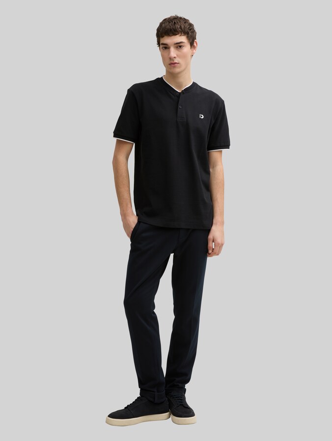 Poloshirt mit Bomberkragen von Denim Male, Black