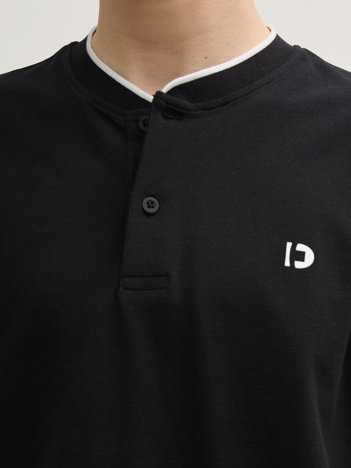 Poloshirt mit Bomberkragen - Black
