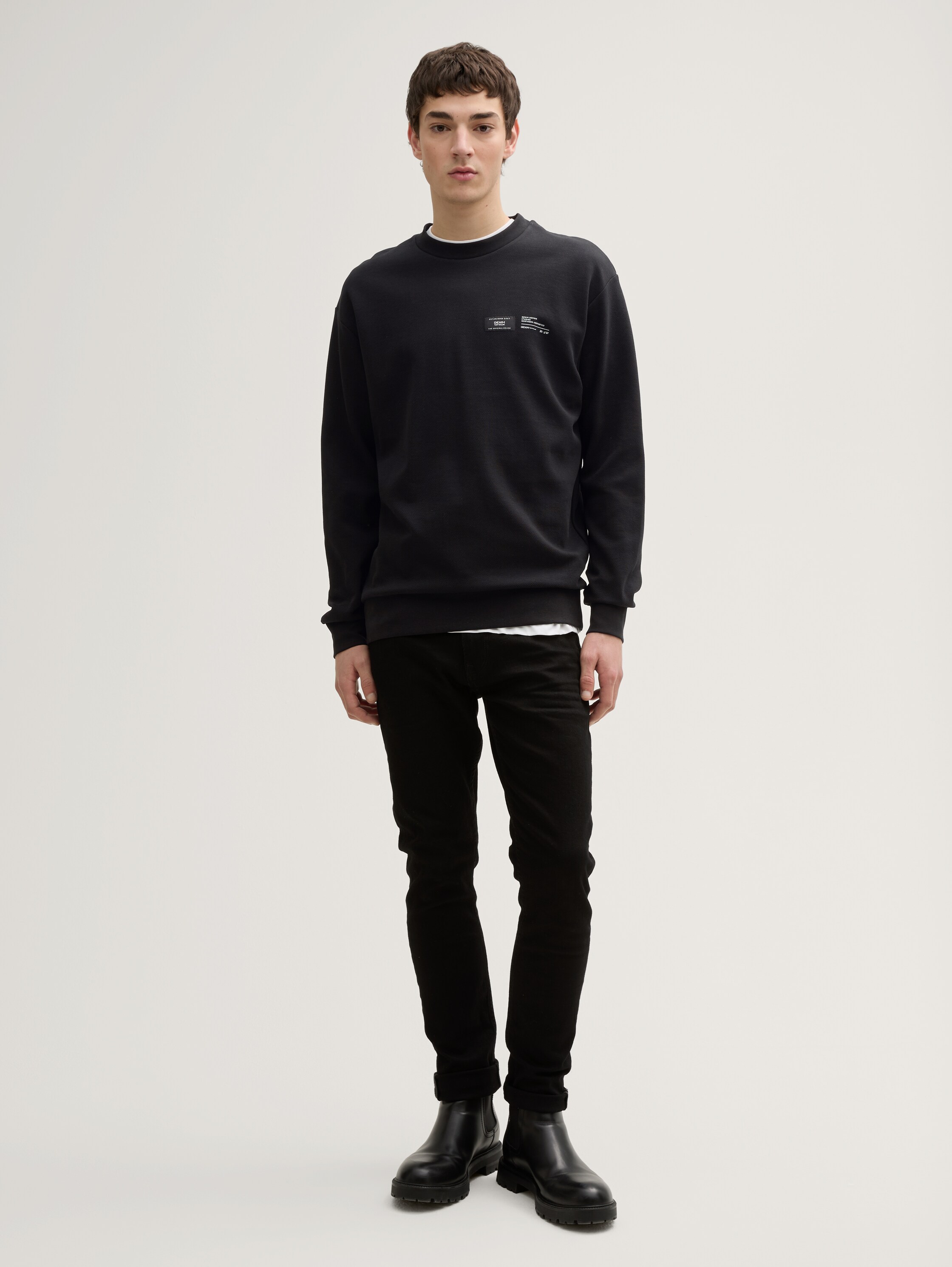 Sweatshirt mit Logo-Label - black - 