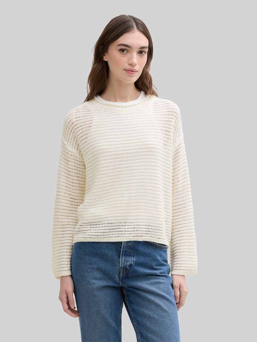 Trui met kantpatroon door Denim Female, off white