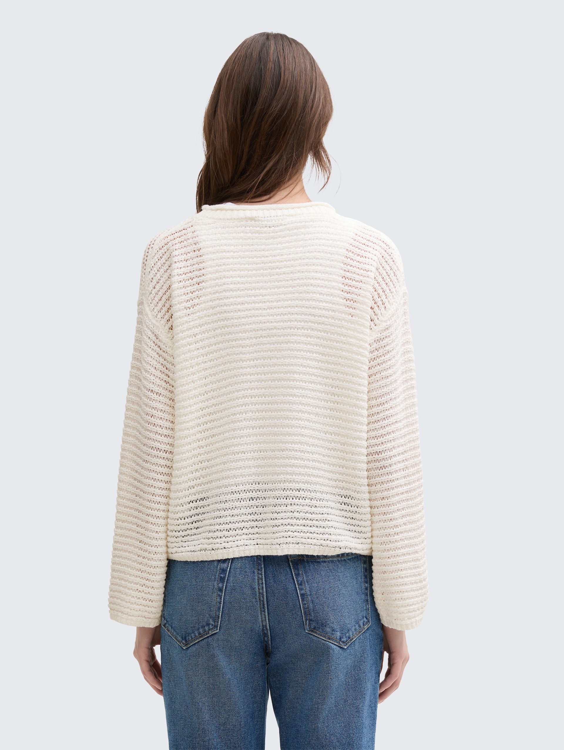 Pullover mit Lochmuster - off white