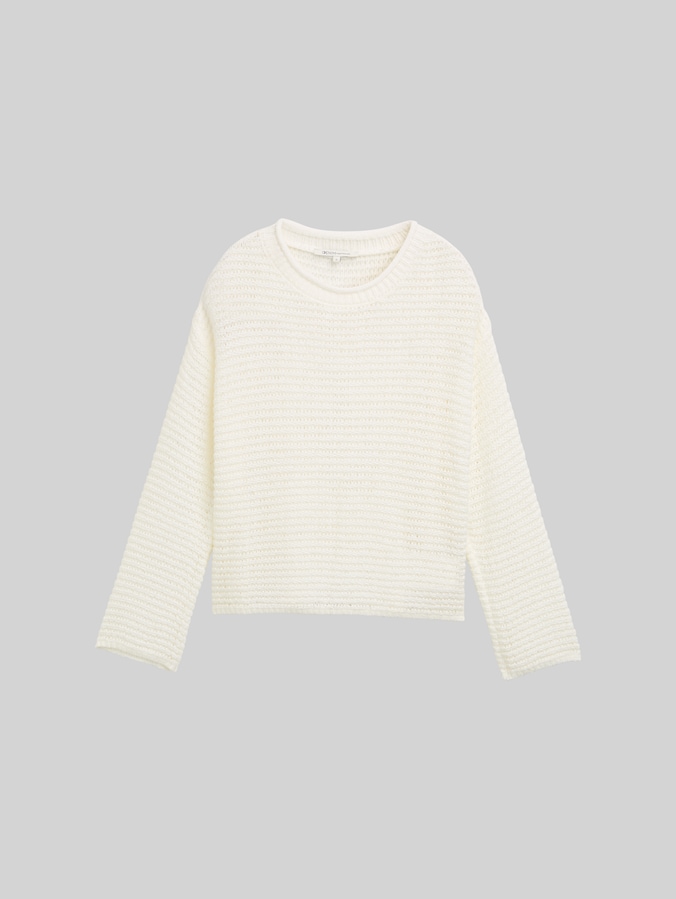 Pullover mit Lochmuster von Denim Female, off white