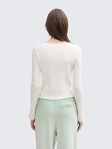 Ripp Cardigan mit Ärmelschlitzen - off white