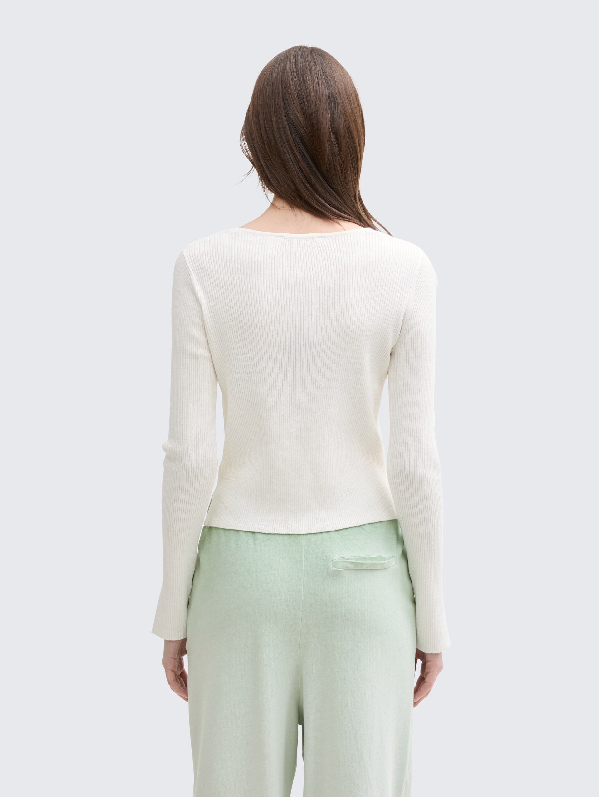 Ripp Cardigan mit Ärmelschlitzen - off white