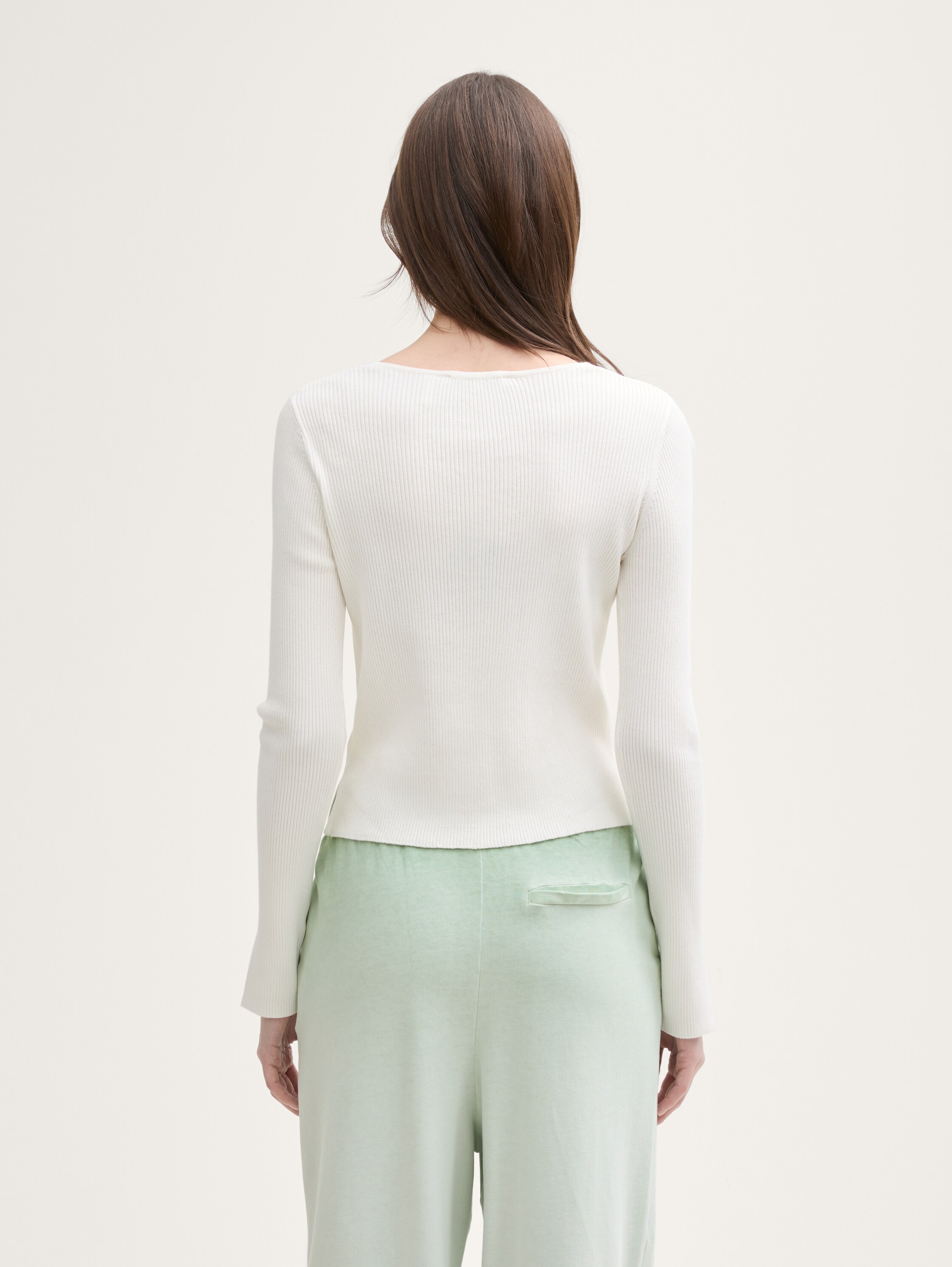 Ripp Cardigan mit Ärmelschlitzen - off_white_1 - 