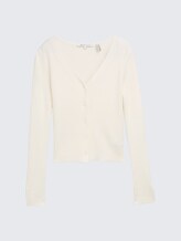 Ripp Cardigan mit Ärmelschlitzen - off white