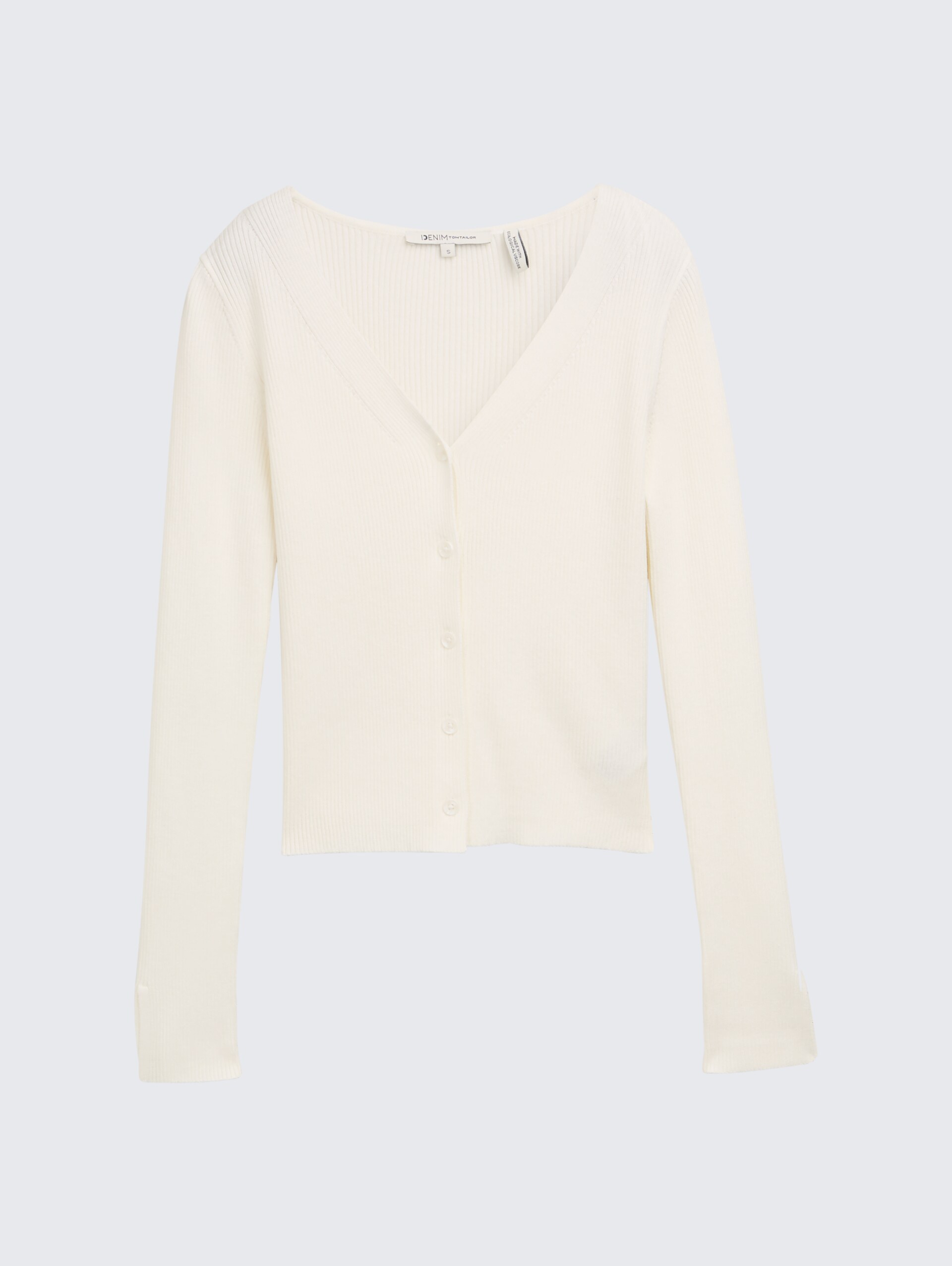 Ripp Cardigan mit Ärmelschlitzen - off white