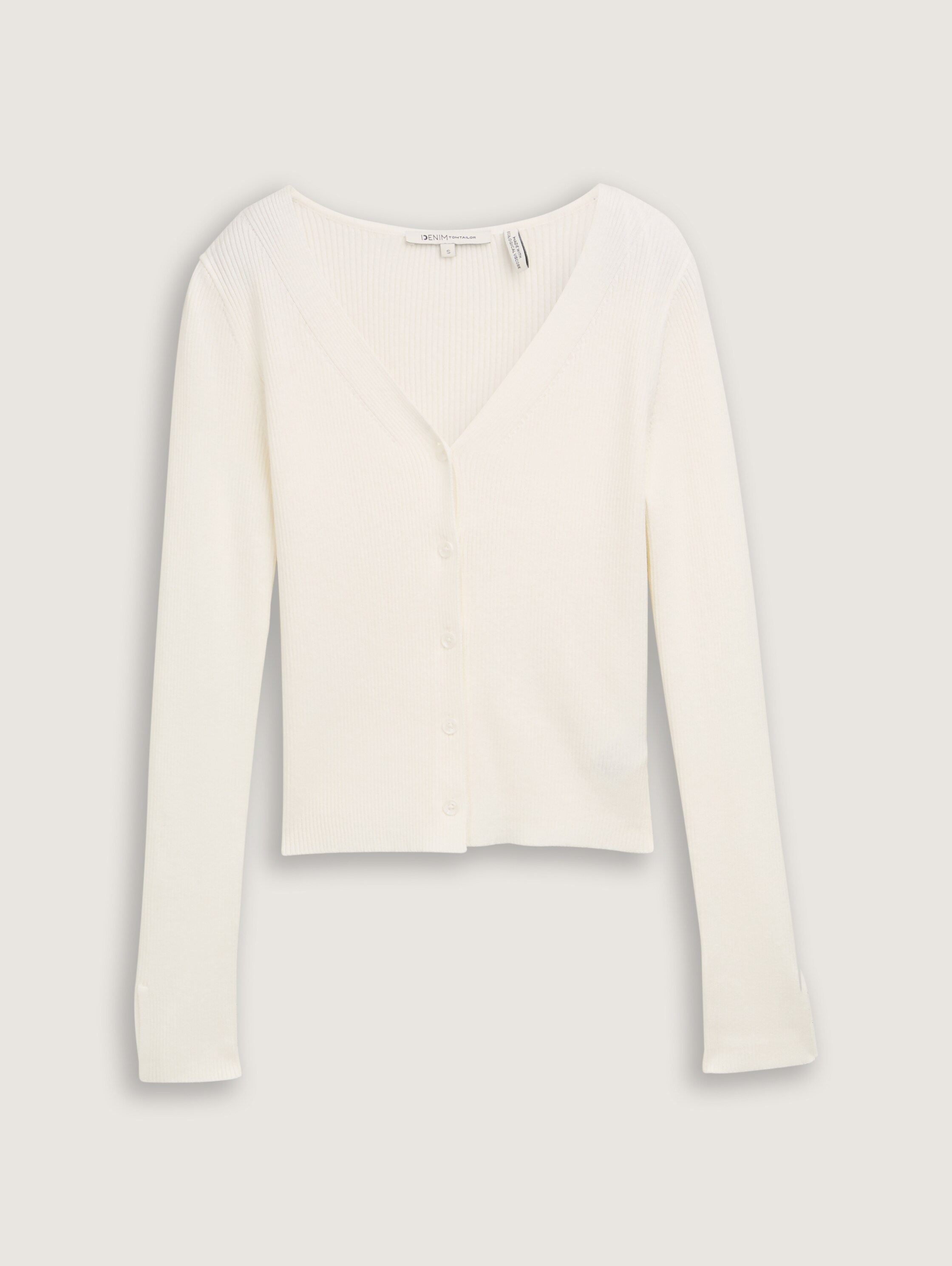 Ripp Cardigan mit Ärmelschlitzen - off_white_1 - 