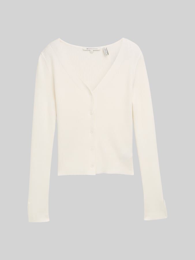 Geribd vest met mouwsplitten door Denim Female, off white