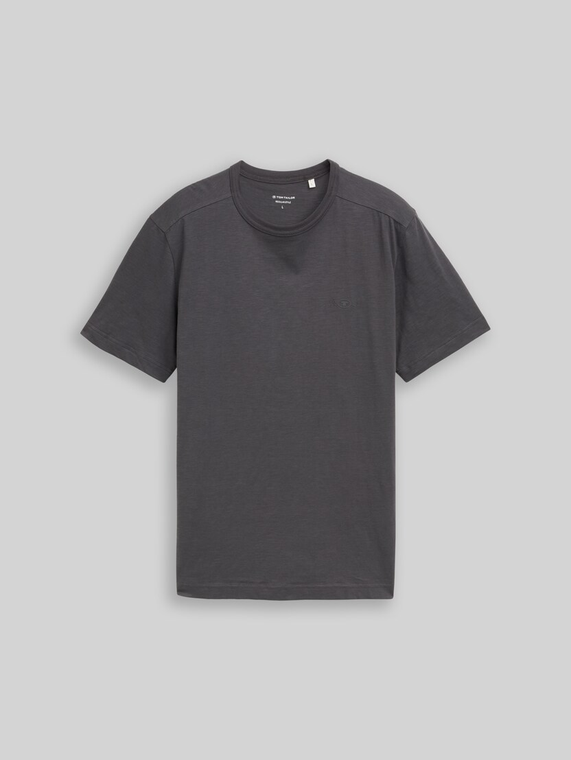 Basic T-shirt van katoen door Men, Tarmac Grey