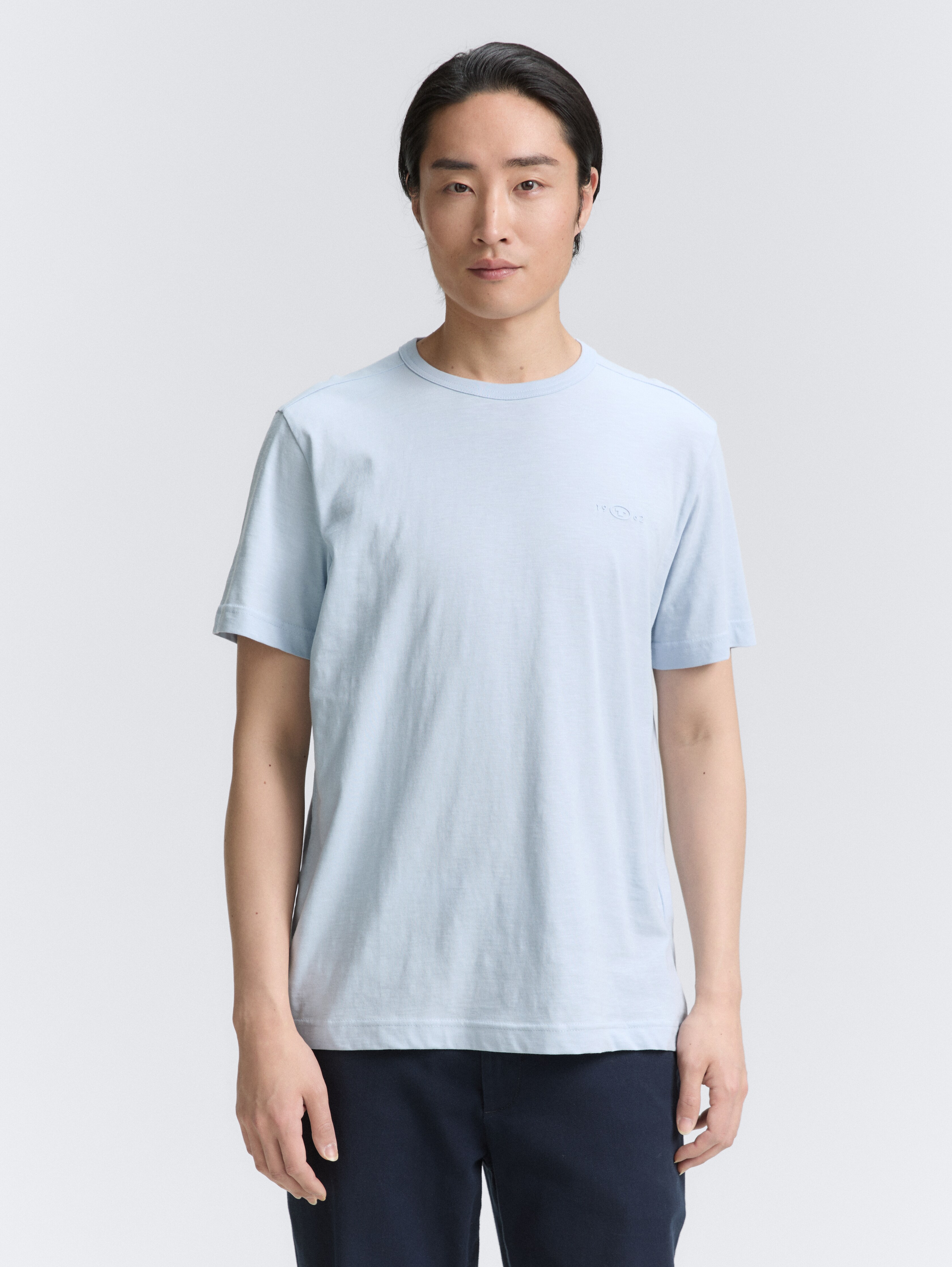Basic T-Shirt aus Baumwolle von Men, Light Metal Blue