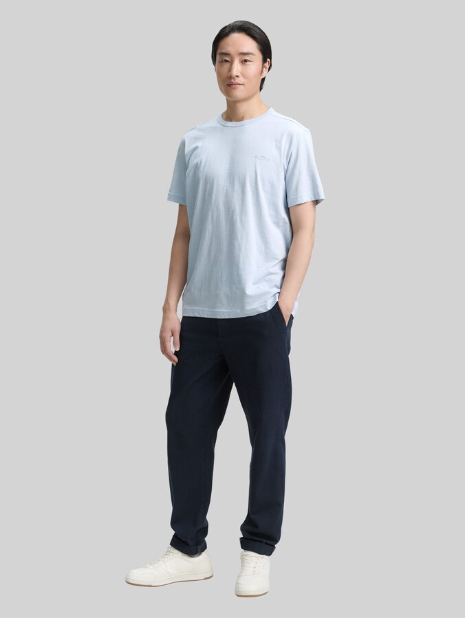 T-shirt basique en coton par Men, Light Metal Blue