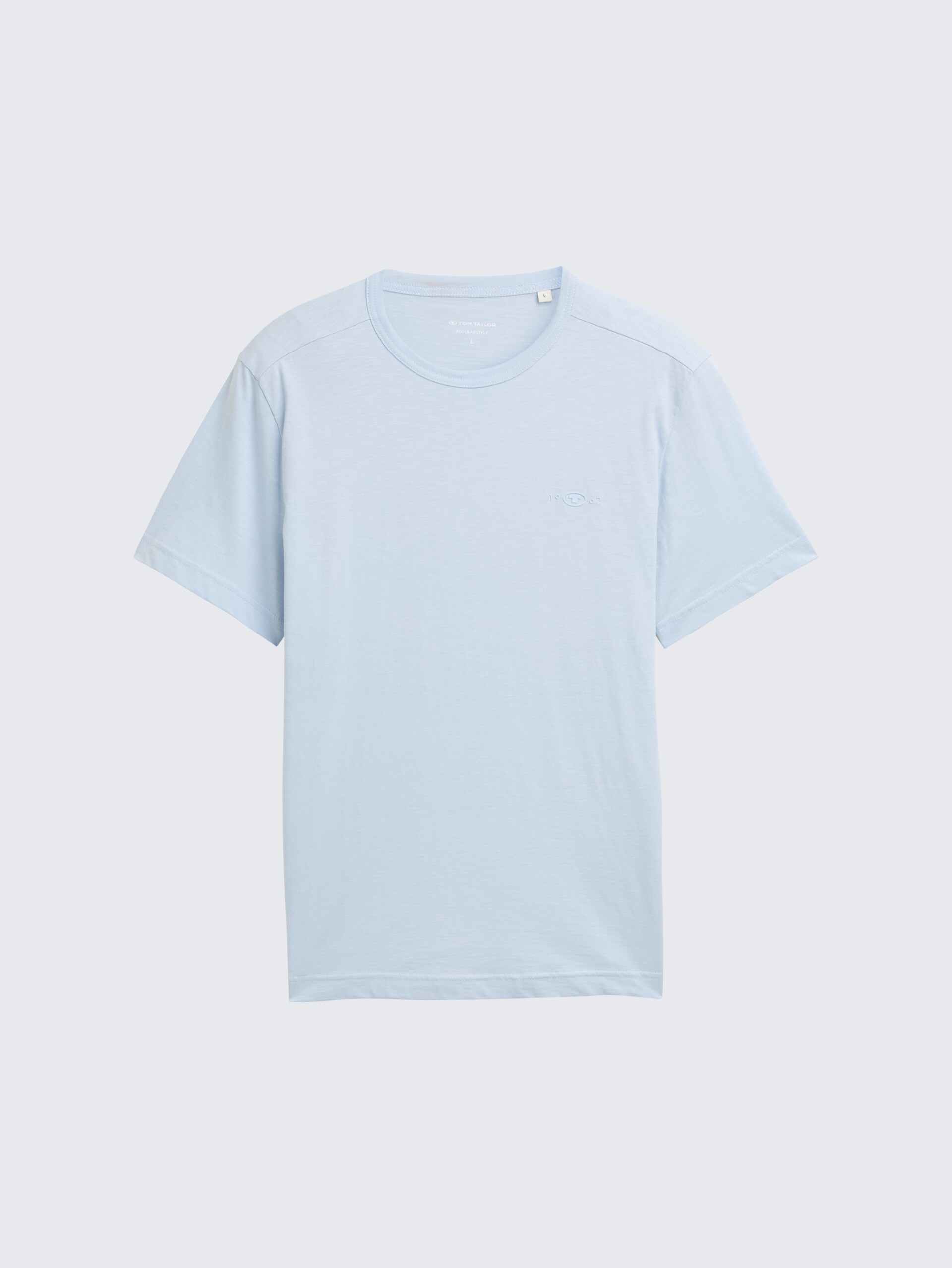 Basic T-Shirt aus Baumwolle - Light Metal Blue - Vorder-Produkt-Ansicht