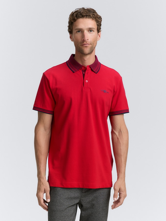Piqué polo met stretch door Men, Samba Red