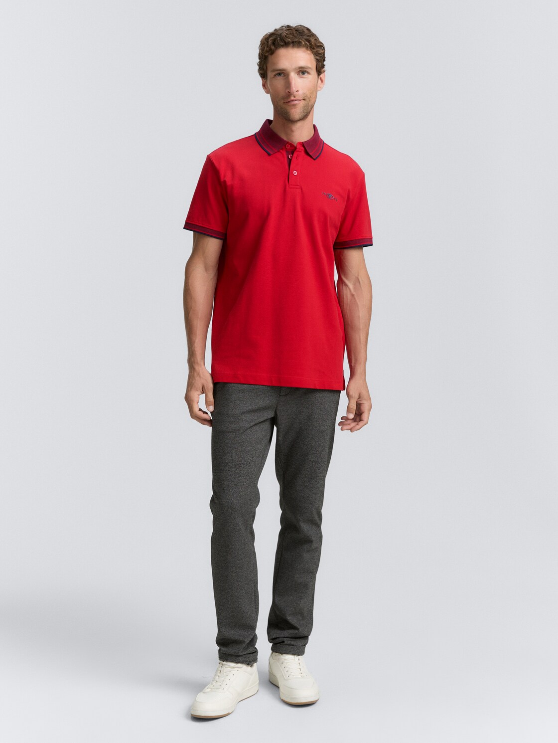 Piqué Poloshirt mit Stretch - Samba Red