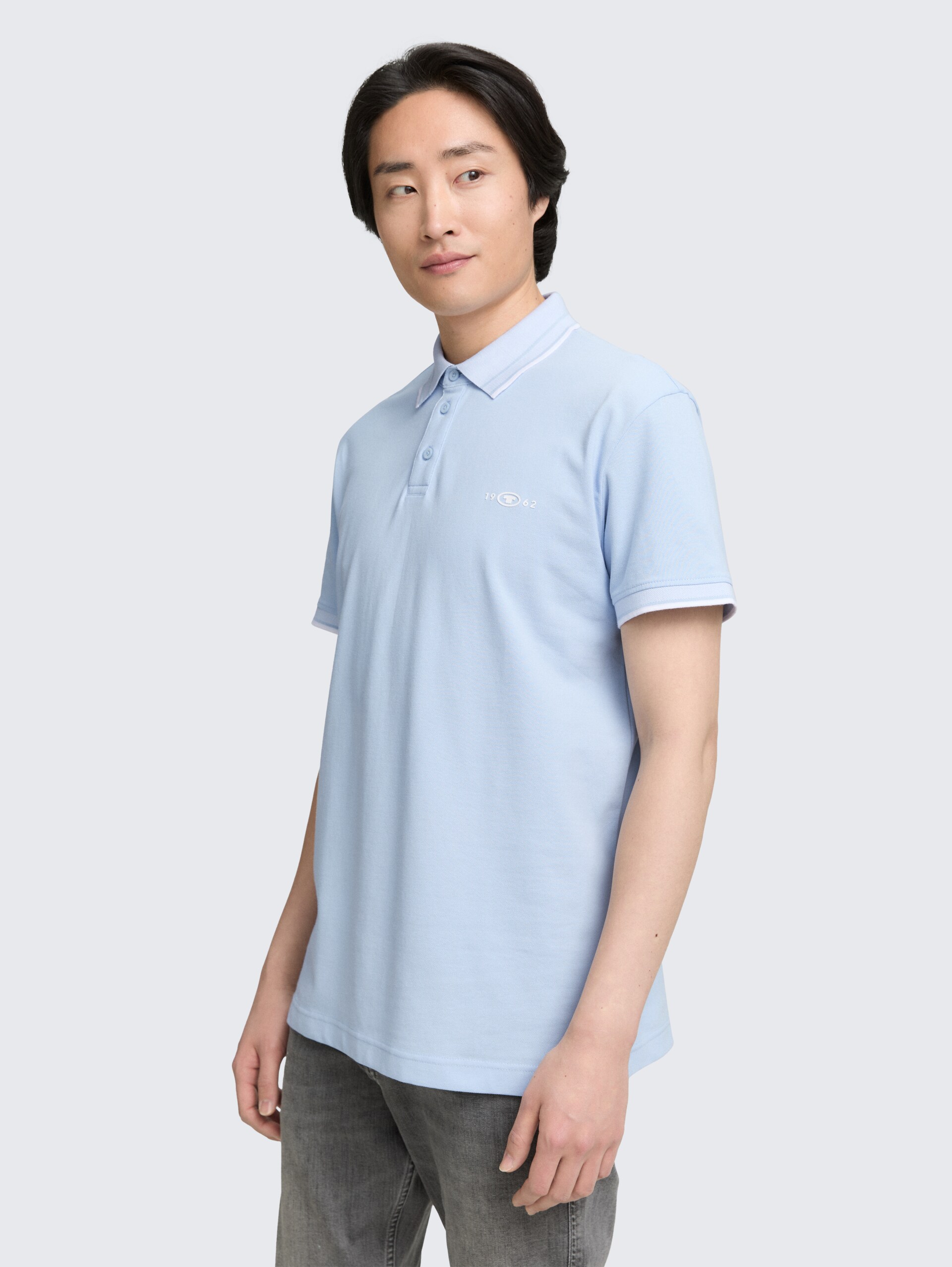 Piqué Poloshirt mit Stretch - Light Metal Blue