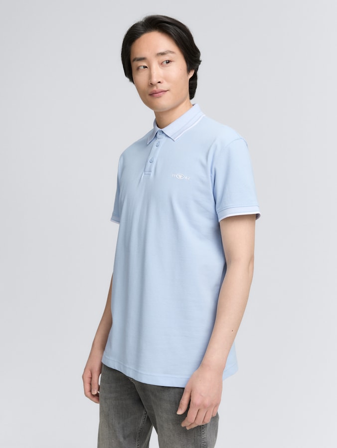 Piqué polo met stretch door Men, Light Metal Blue