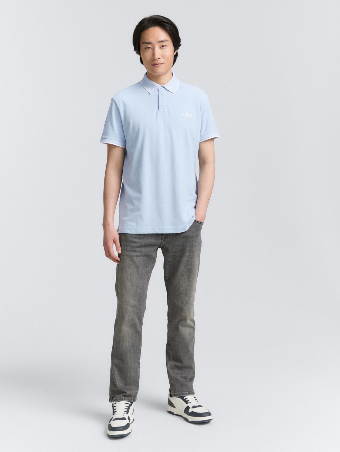 Piqué Poloshirt mit Stretch - Light Metal Blue