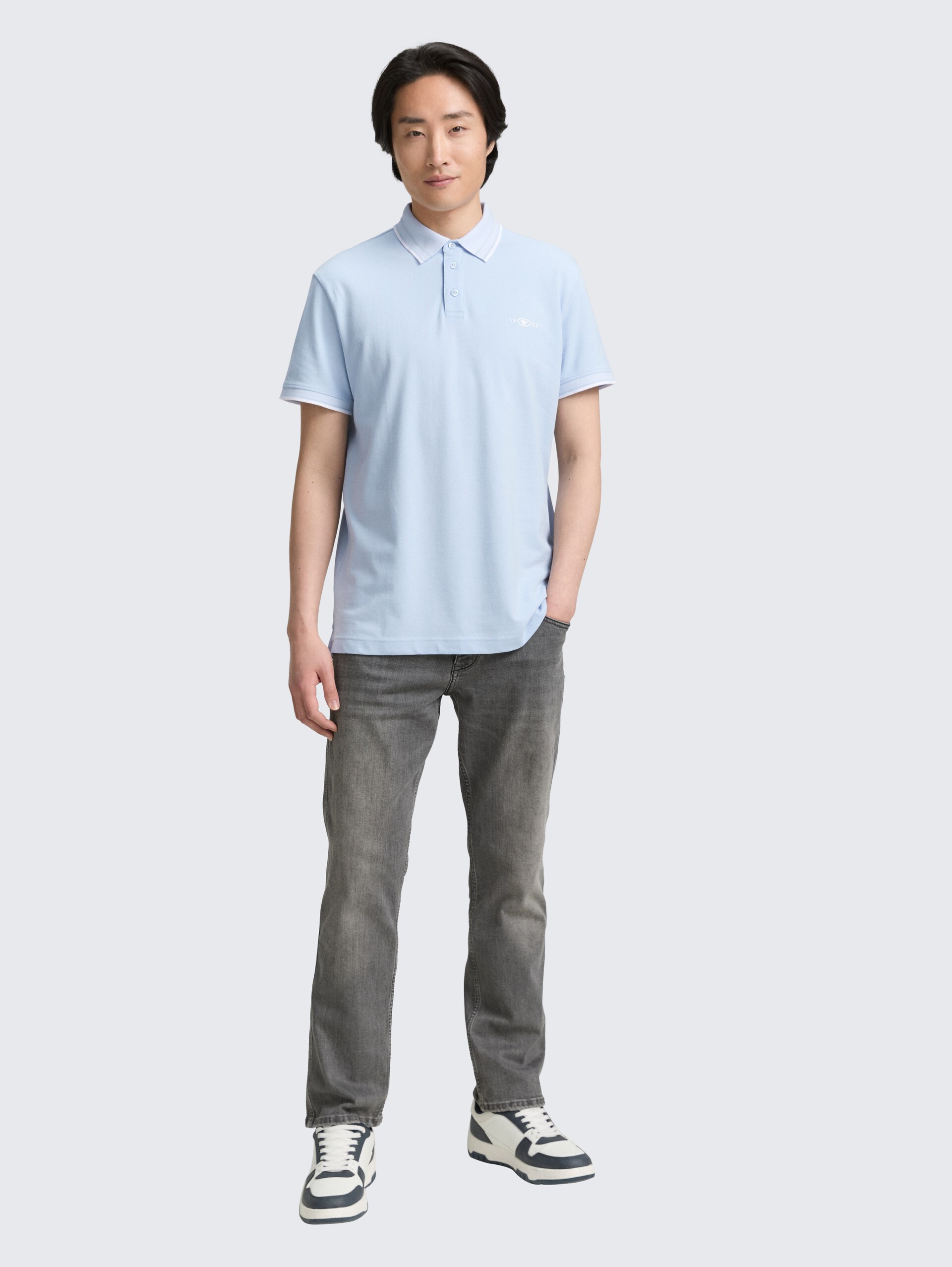Piqué Poloshirt mit Stretch - Light Metal Blue