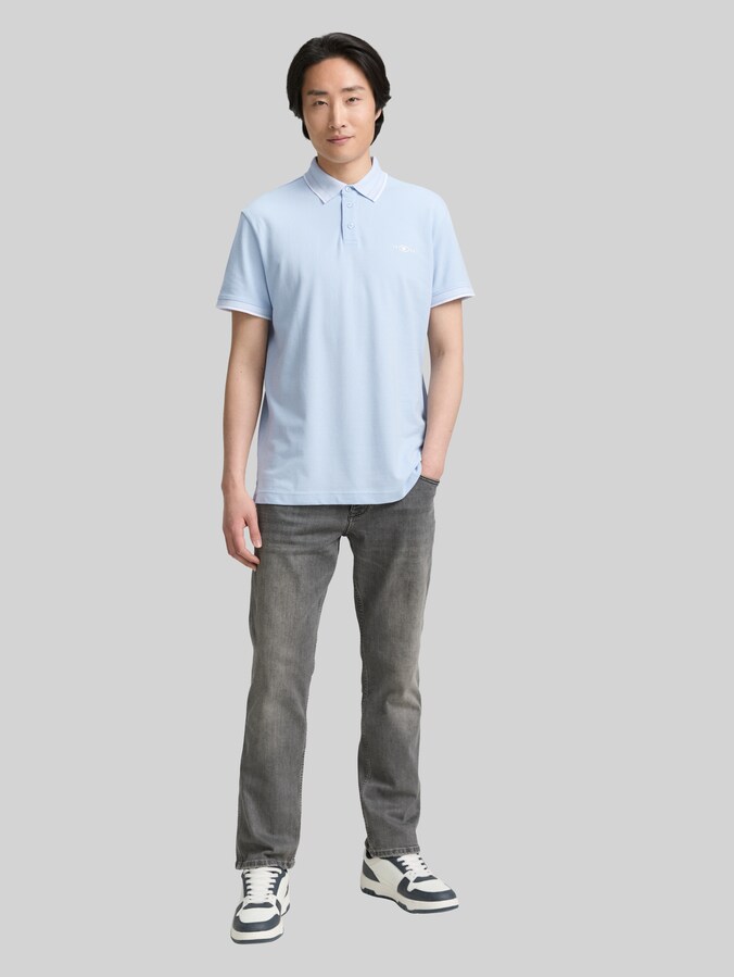 Piqué Poloshirt mit Stretch von Men, Light Metal Blue