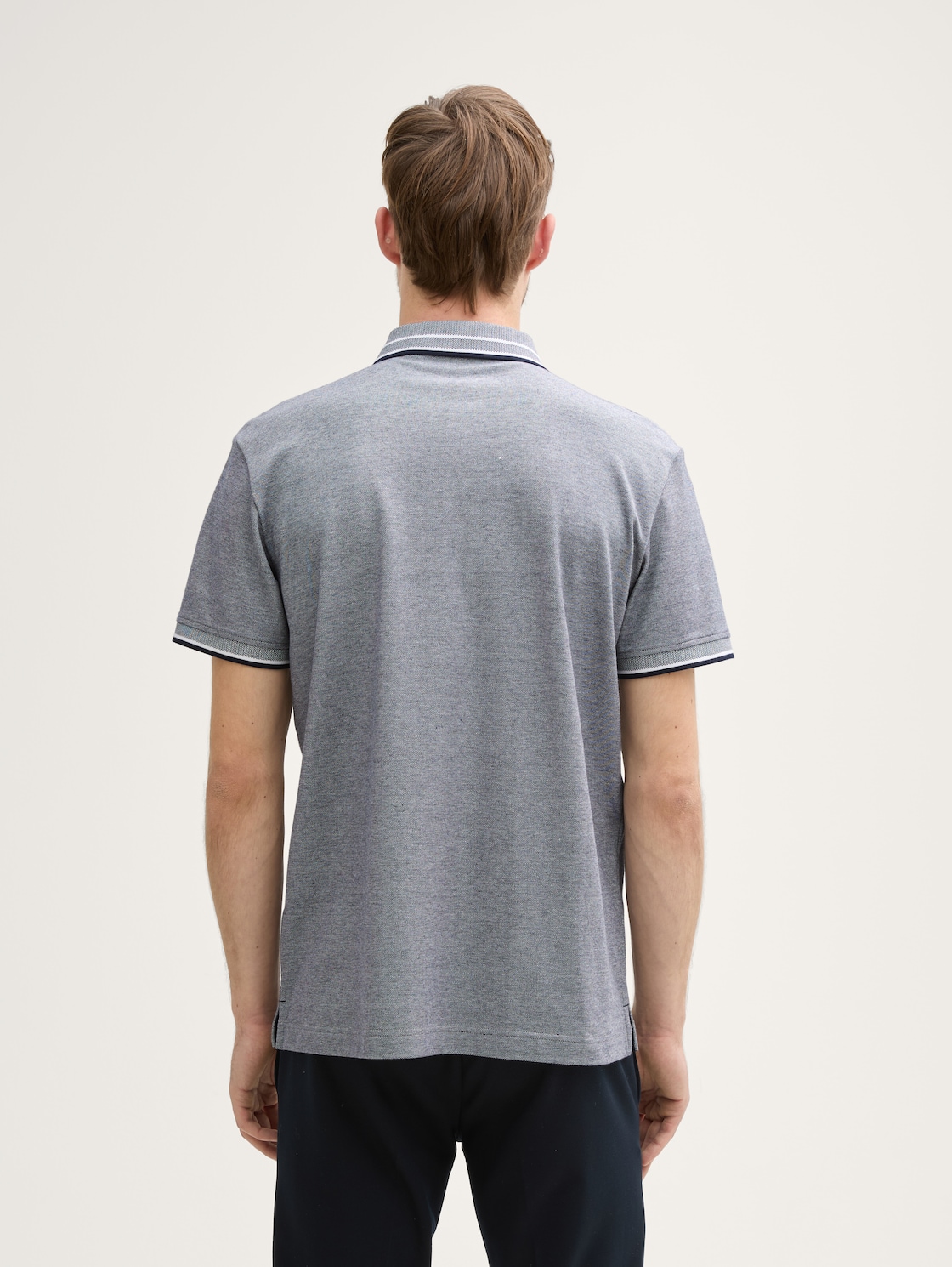 Piqué Poloshirt mit Stretch - navy white two tone pique