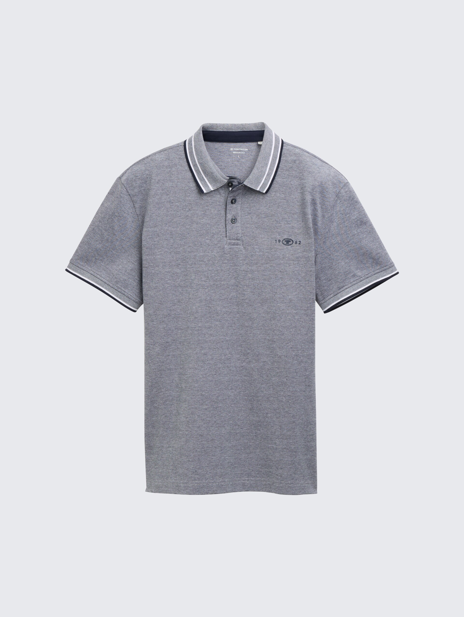 Piqué Poloshirt mit Stretch - navy white two tone pique