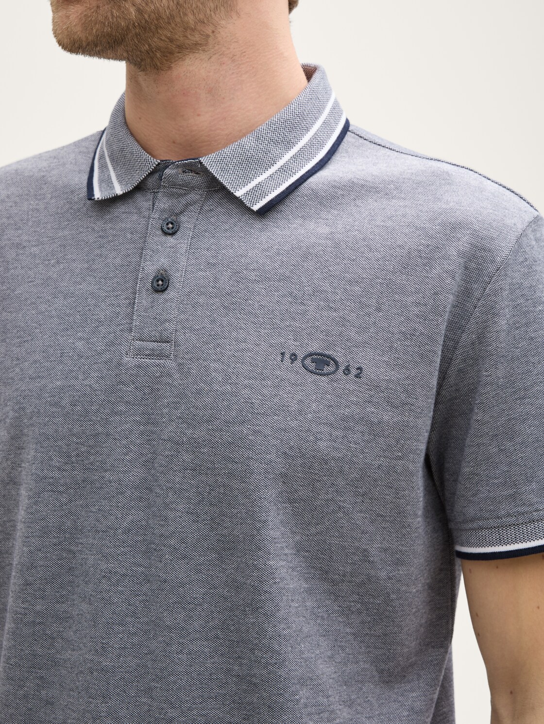 Piqué Poloshirt mit Stretch - navy white two tone pique