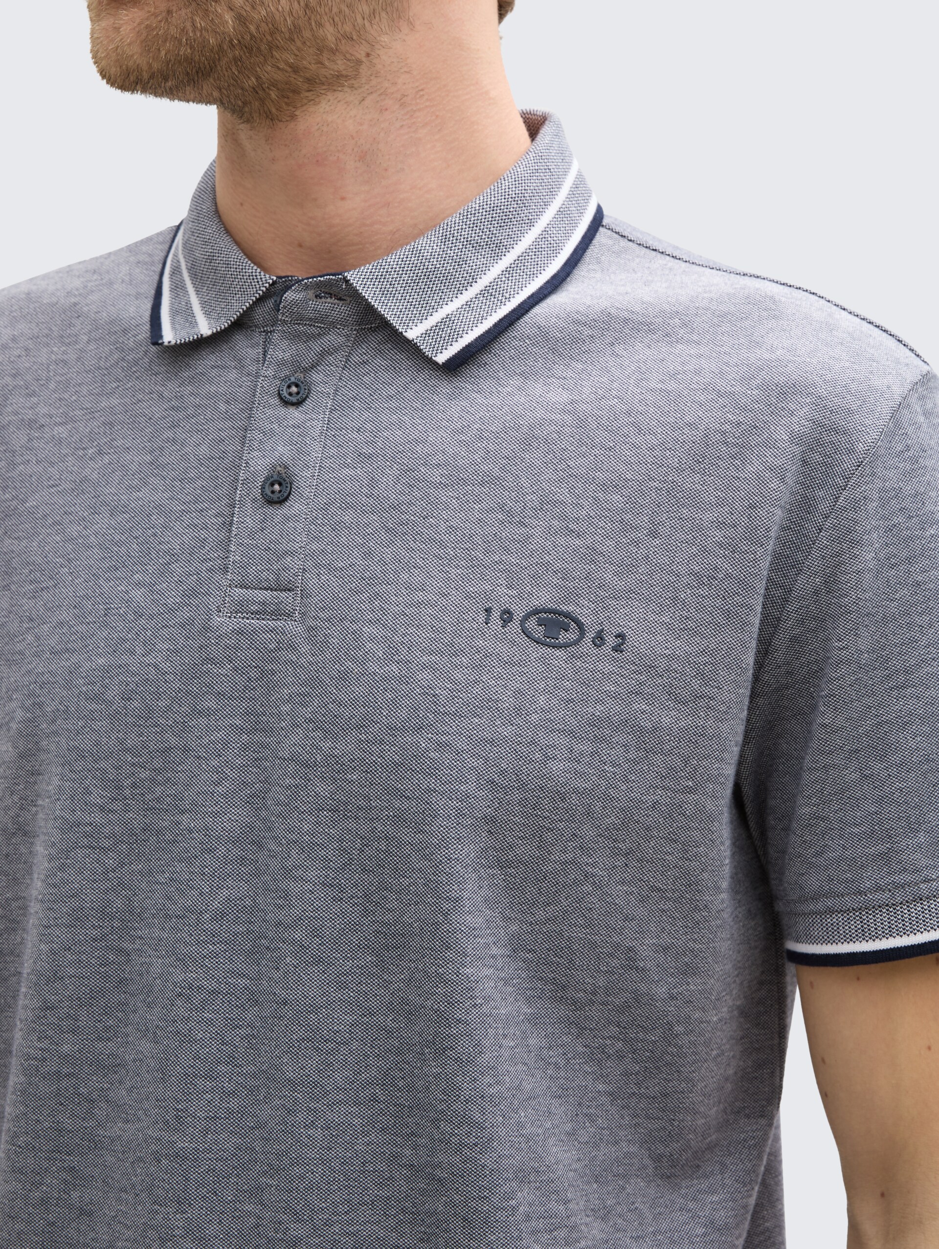 Piqué Poloshirt mit Stretch - navy white two tone pique