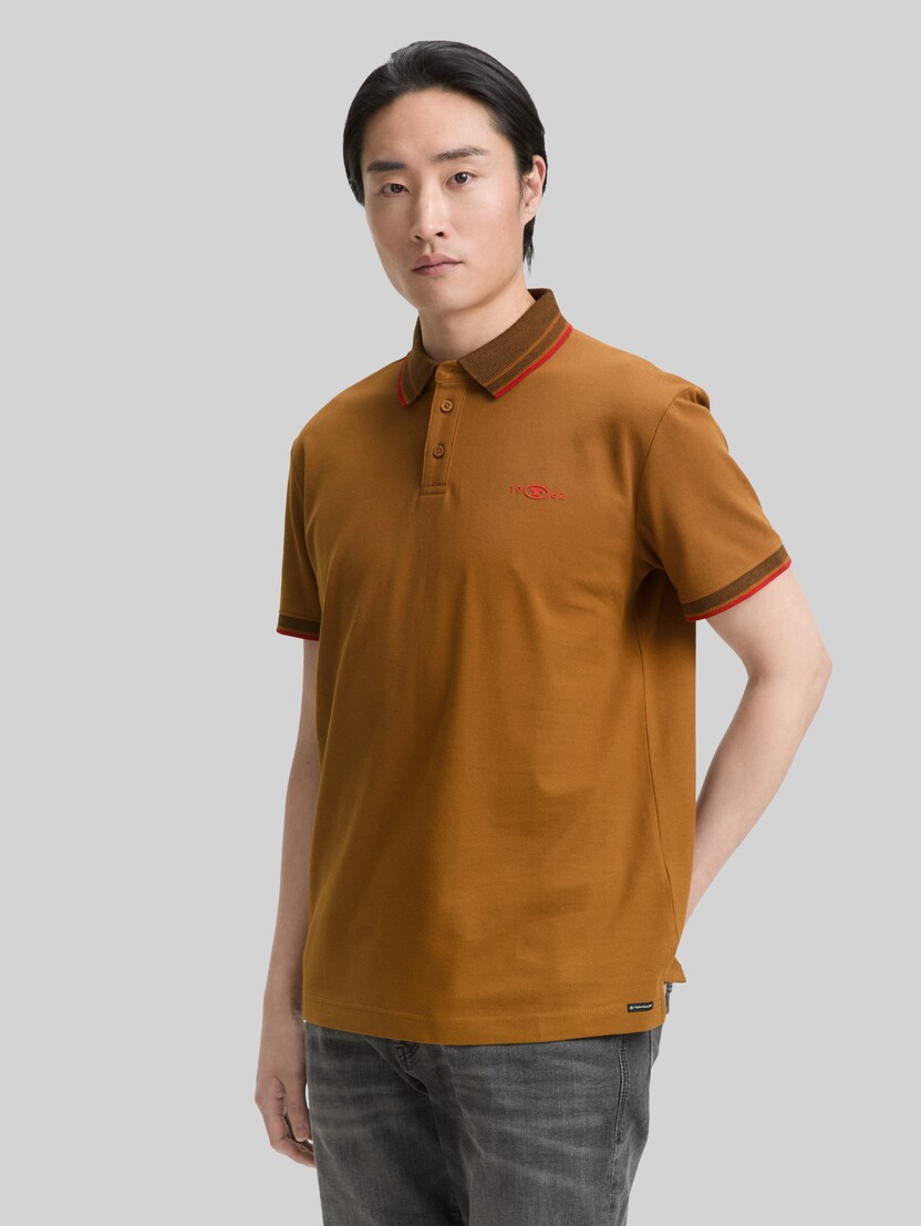 Piqué polo met stretch door Men, deep cognac