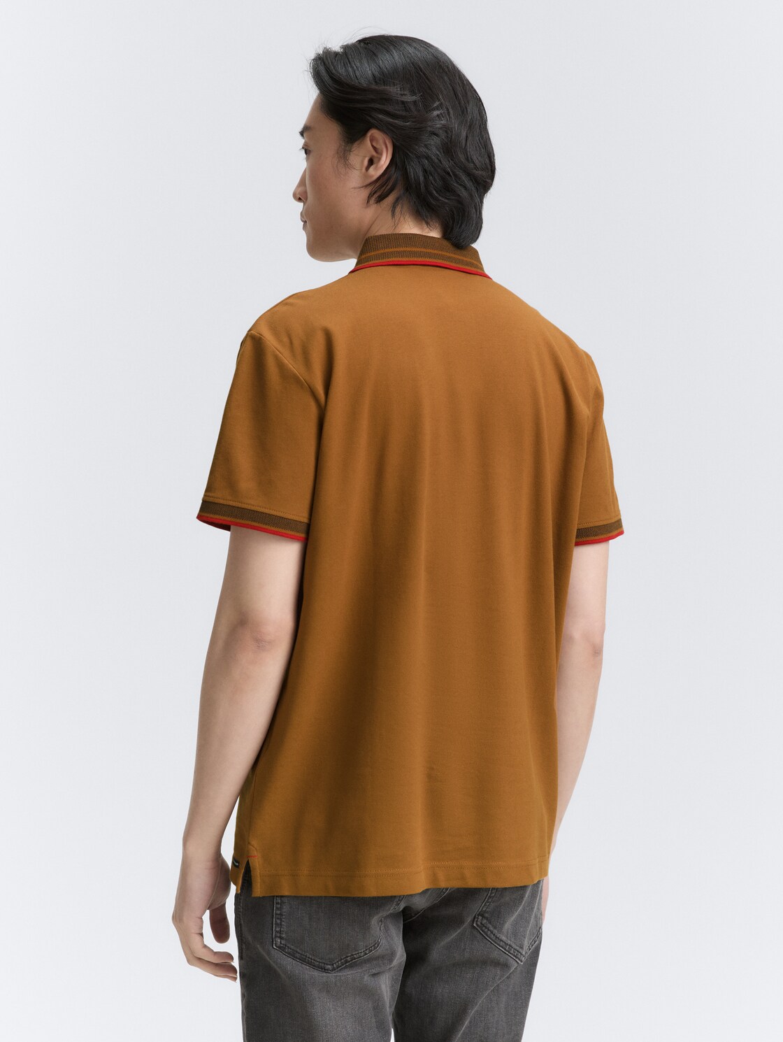 Piqué Poloshirt mit Stretch - deep cognac