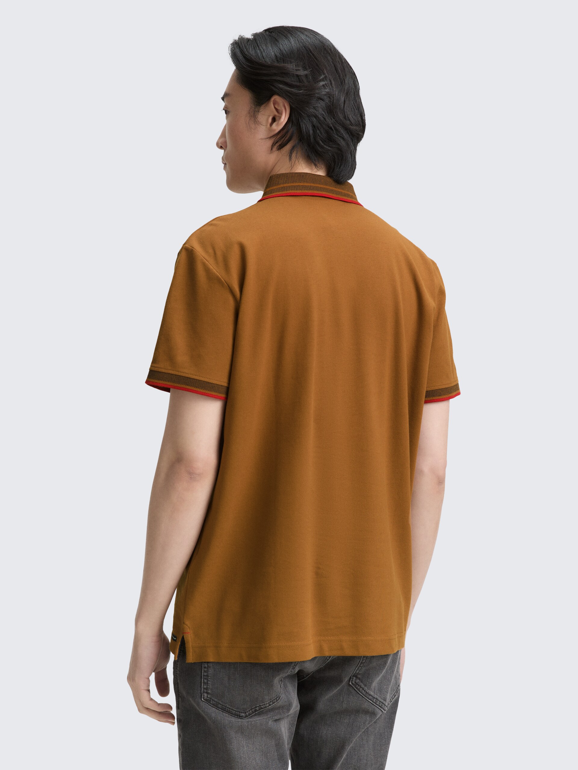 Piqué Poloshirt mit Stretch - deep cognac