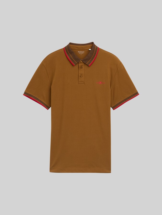 Piqué Poloshirt mit Stretch von Men, deep cognac