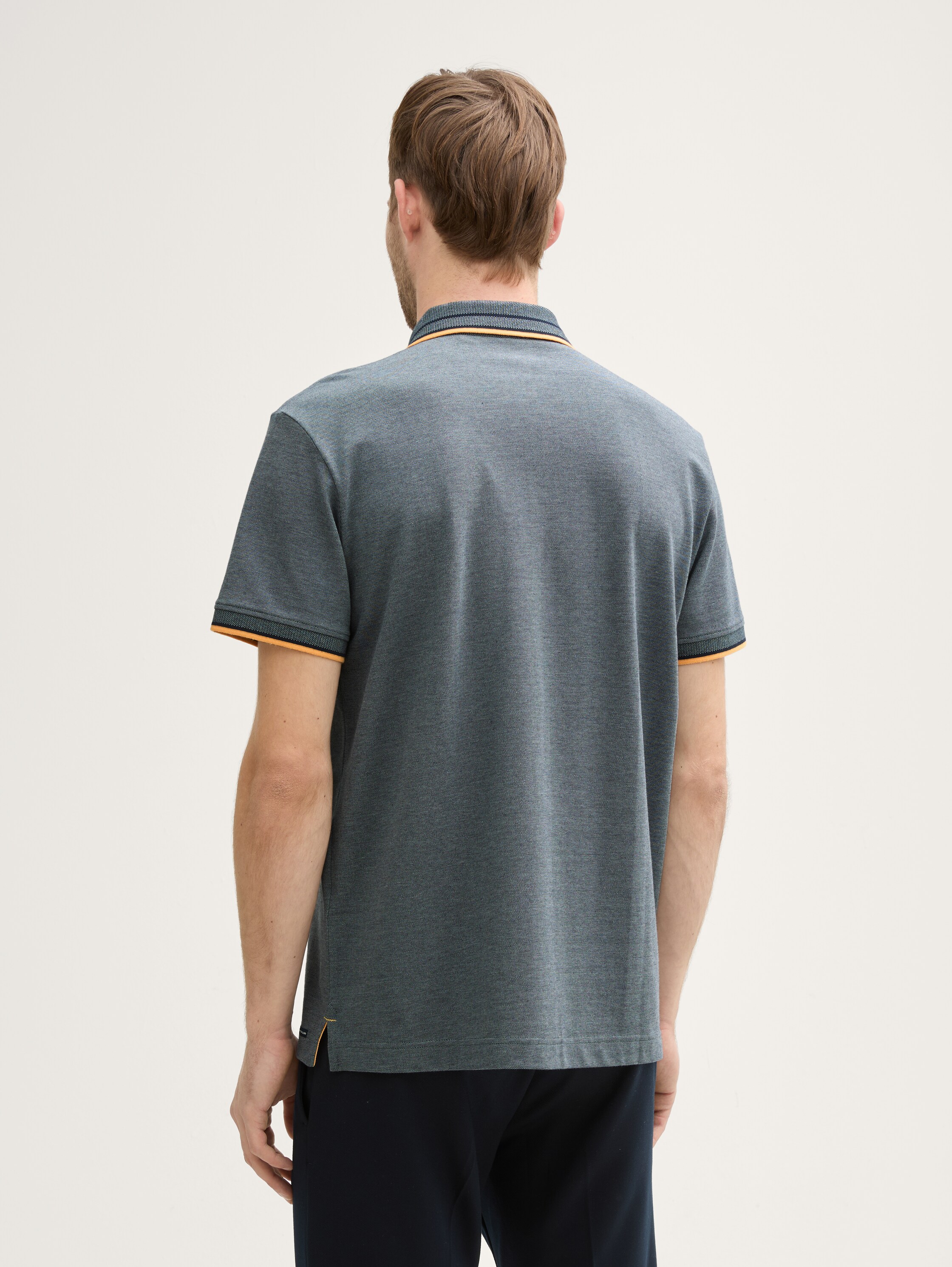 Piqué Poloshirt mit Stretch - navy_grey_mint_twotone - 