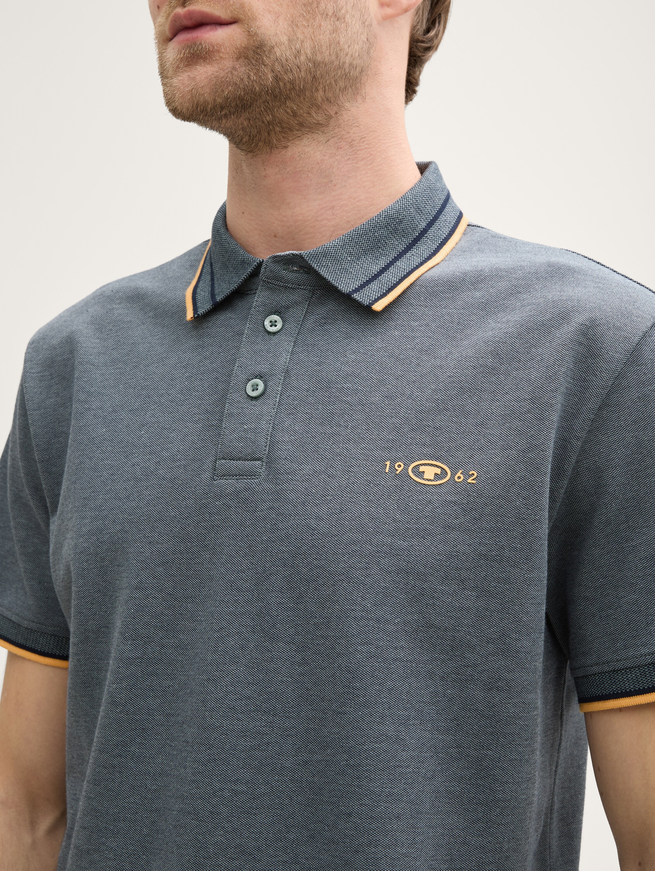 Piqué Poloshirt mit Stretch - navy_grey_mint_twotone - 