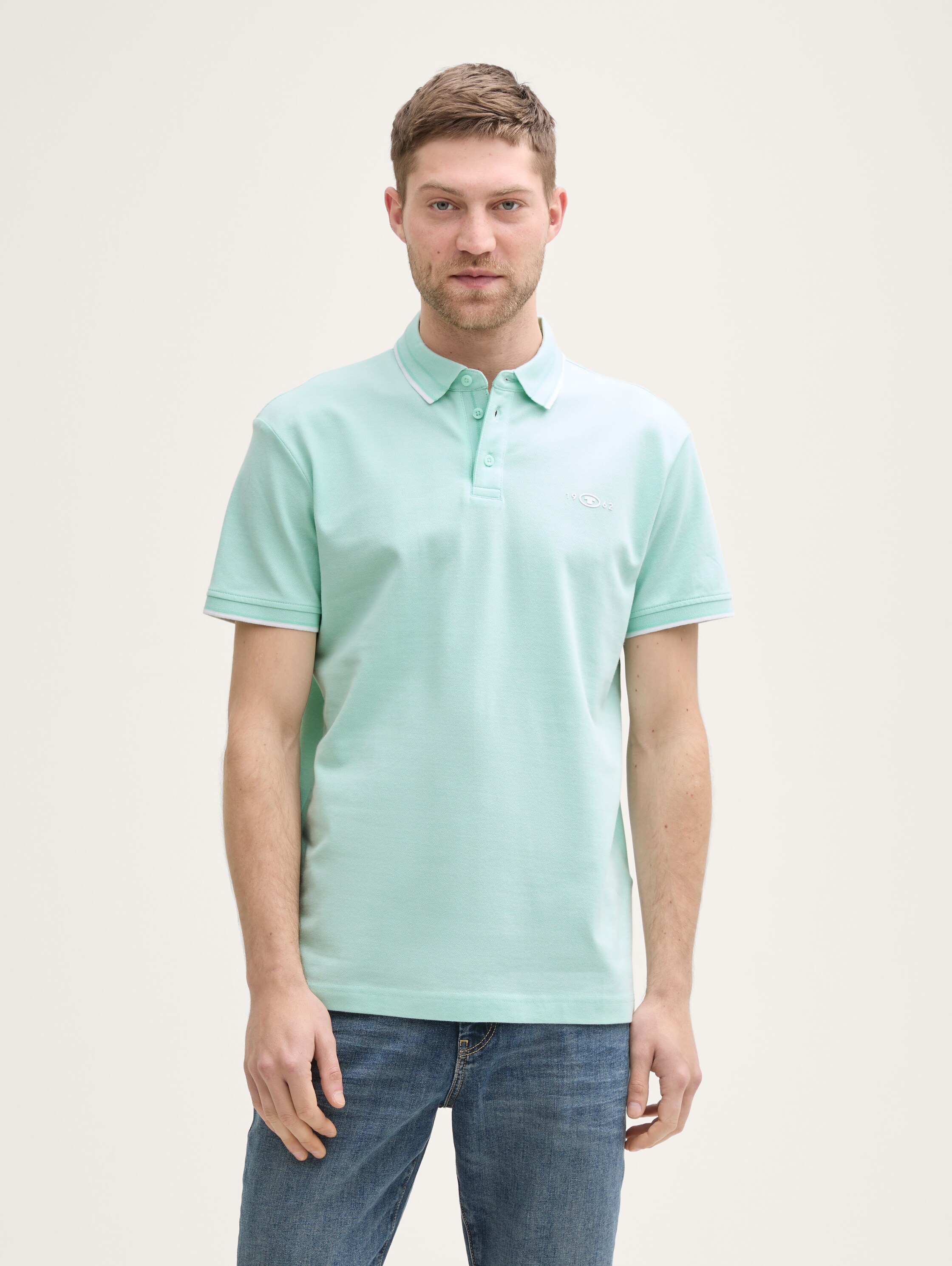 Piqué Poloshirt mit Stretch - mint_white_two_tone_pique - 