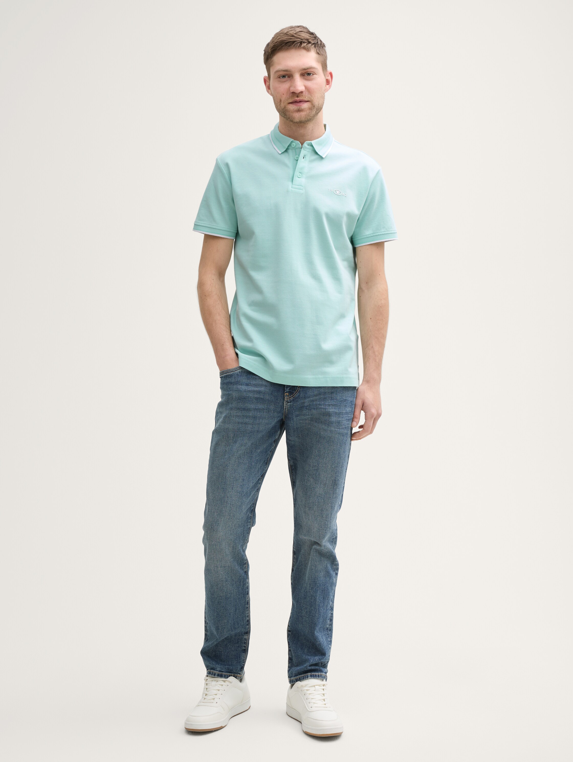 Piqué Poloshirt mit Stretch - mint_white_two_tone_pique - 