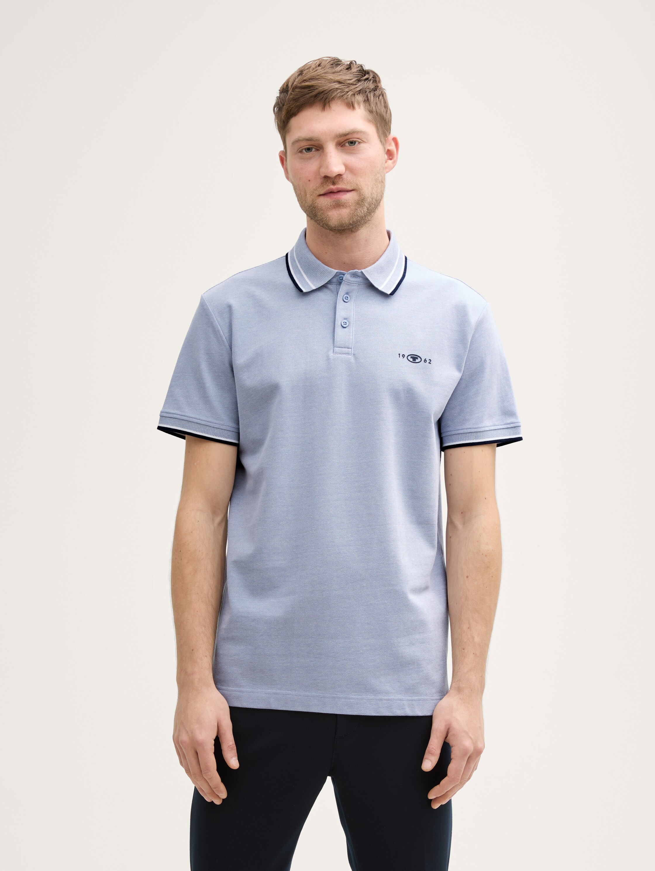 Piqué Poloshirt mit Stretch - dove_blue_white_two_tone_pique - 