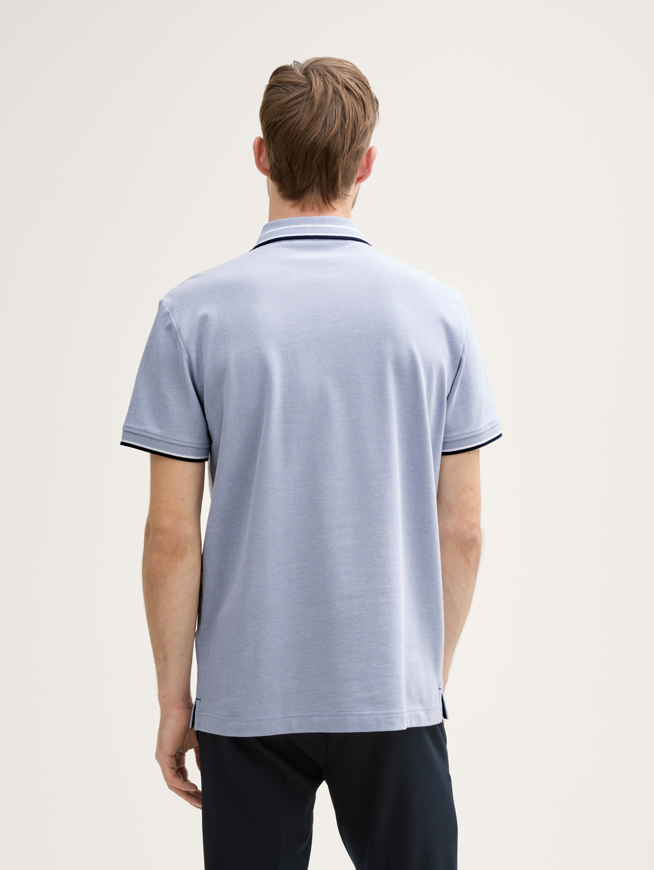 Piqué Poloshirt mit Stretch - dove_blue_white_two_tone_pique - 
