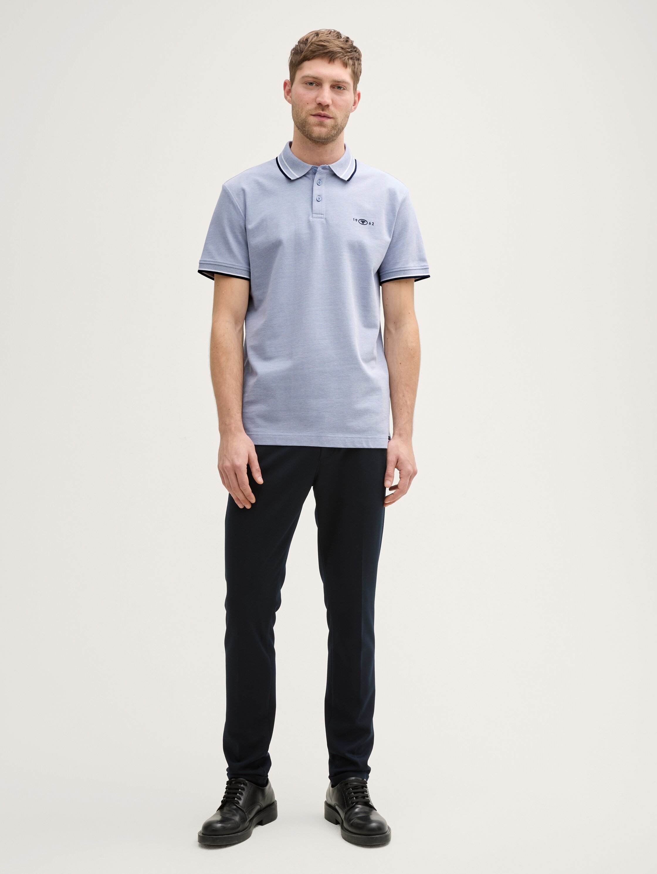 Piqué Poloshirt mit Stretch - dove_blue_white_two_tone_pique - 