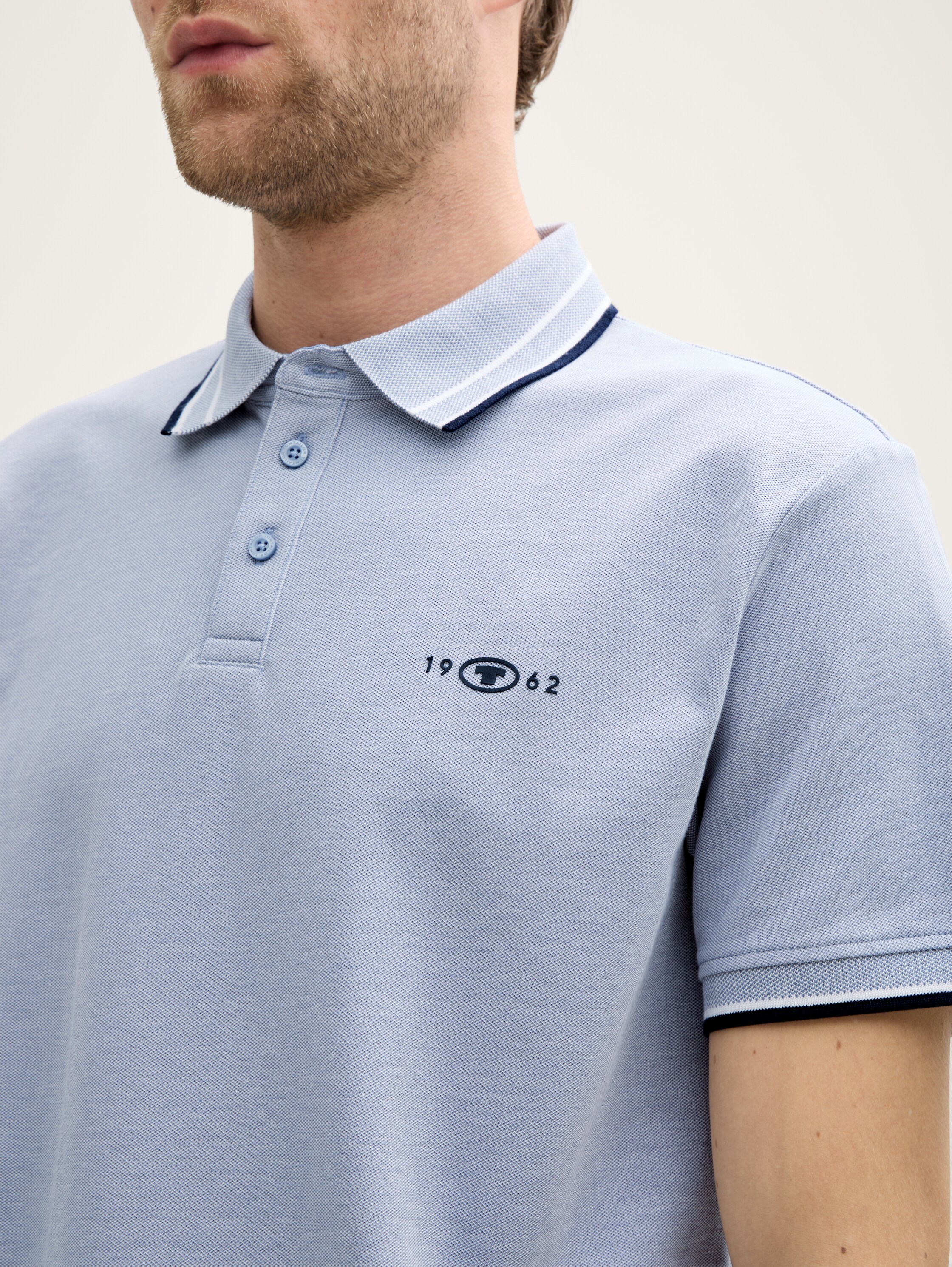 Piqué Poloshirt mit Stretch - dove_blue_white_two_tone_pique - 